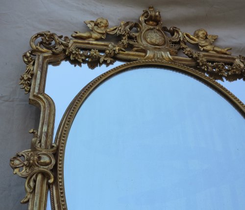 Miroir Napoléon III à parecloses et médaillon central - ABC Pascal