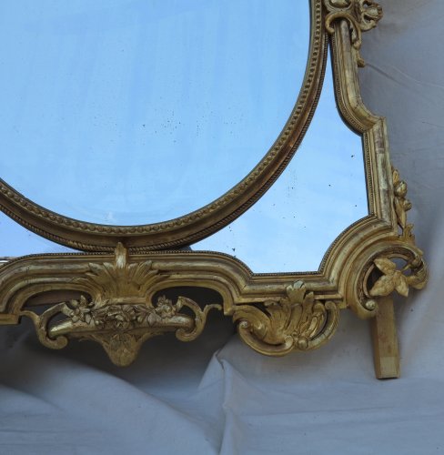 XIXe siècle - Miroir Napoléon III à parecloses et médaillon central