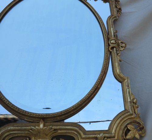 Miroir Napoléon III à parecloses et médaillon central - Napoléon III
