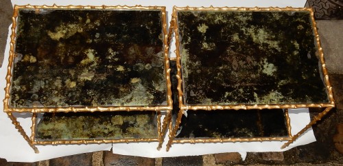Paire de bouts de canapé en bronze doré Maison Jansen - Années 50-60