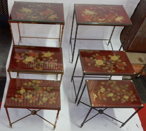 Mobilier Table & Guéridon - Paire de de trois tables gigognes