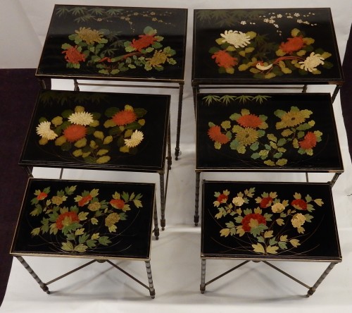 XXe siècle - Paire de tables gigognes en bois laqué et bronze - 1970' 