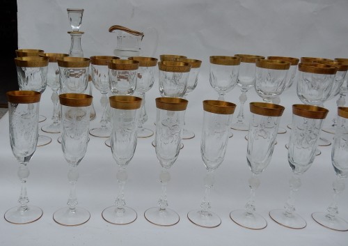 Service en cristal de MOSER 54 Pièces vers 1950 - Verrerie, Cristallerie Style Années 50-60