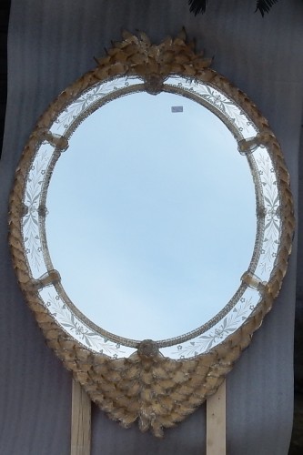 Miroirs, Trumeaux  - Miroir cristal Murano véronèse 1970/80 