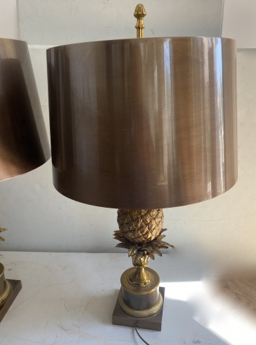XXe siècle - Charles - Paire de lampes à l’ananas en Bronze et Laiton