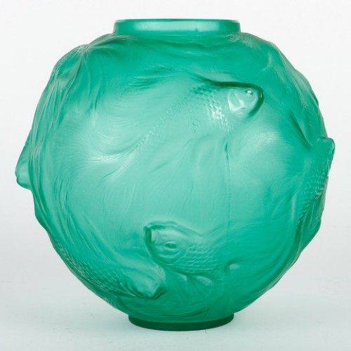 René Lalique - Vase Formose, teinté vert 1924 - Verrerie, Cristallerie Style Art Déco