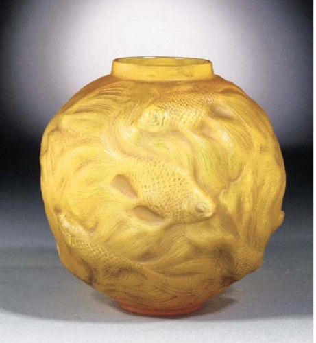 René Lalique  -Vase Formose " Butterscotch" - Verrerie, Cristallerie Style 