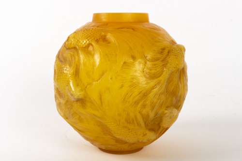Antiquités - René Lalique  -Vase Formose " Butterscotch"