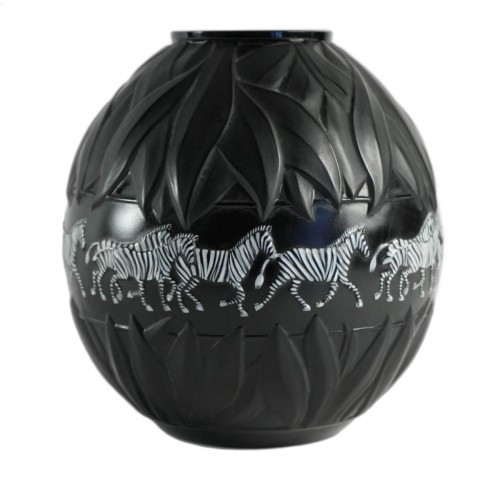 Marie Claude Lalique - Paire de vases "Tanzania" Zèbres