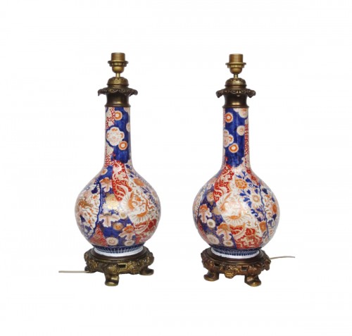 Paire de lampes Imari, XIXe siècle