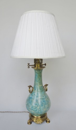 Paire de lampes en scagliola, XIXe siècle. - Luminaires Style Napoléon III