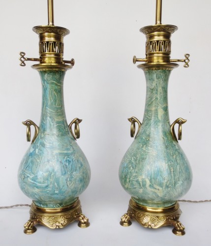 XIXe siècle - Paire de lampes en scagliola, XIXe siècle.