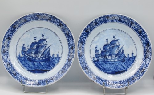Assiettes en Delft, fin XVIIe siècle - Céramiques, Porcelaines Style 