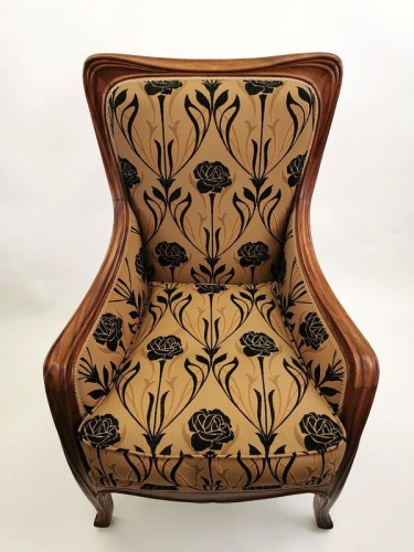 Antiquités - Louis Majorelle - Paire de fauteuils Art Nouveau "Moulurations Ornées"