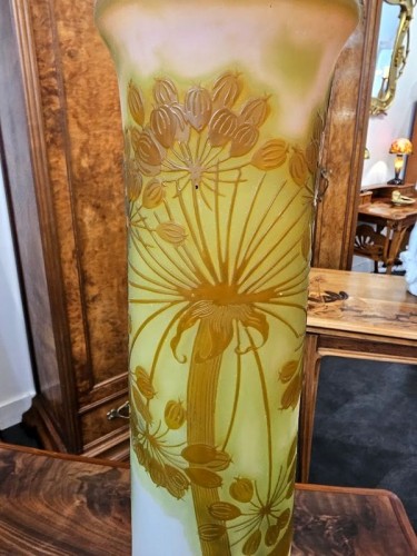 Antiquités - Emile Gallé - Grand vase Art nouveau "Ombelles"