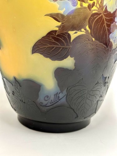 Emile Gallé - Monumental Vase Art nouveau "Paulownia" - Antiquités Art Nouveau