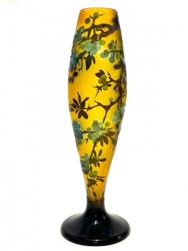 Art nouveau - Emile Gallé - Grand Vase Art nouveau "Prunus"