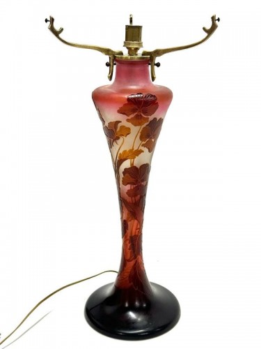 XXe siècle - Emile Gallé - Grande Lampe Champignon Art nouveau "Aux Pensées "