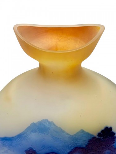 Emile Gallé - Monumental vase Art nouveau Paysage Alpin - Art nouveau
