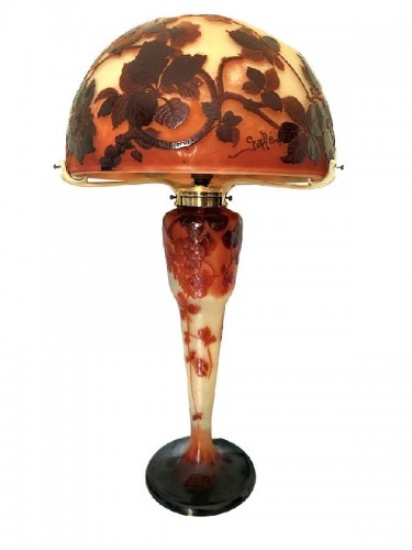 Emile Gallé - Grande Lampe Champignon Art Nouveau "Fleurs de cerisier du Japon"