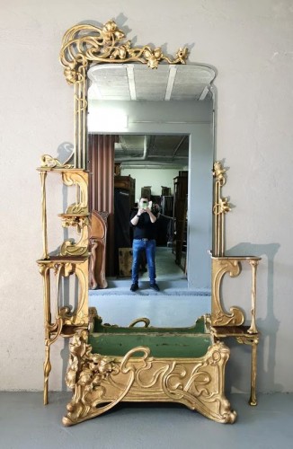 Console d'entrée Art Nouveau - Miroirs, Trumeaux Style Art nouveau