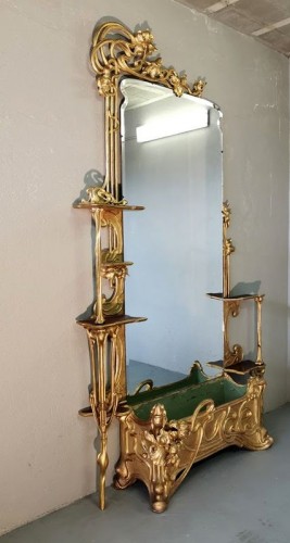 Miroirs, Trumeaux  - Console d'entrée Art Nouveau