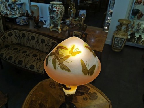 Art nouveau - Emile Gallé - Grande lampe champignon Art Nouveau