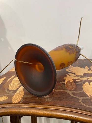 Antiquités - Emile Gallé - Lampe champignon Aux Noisettes Art Nouveau