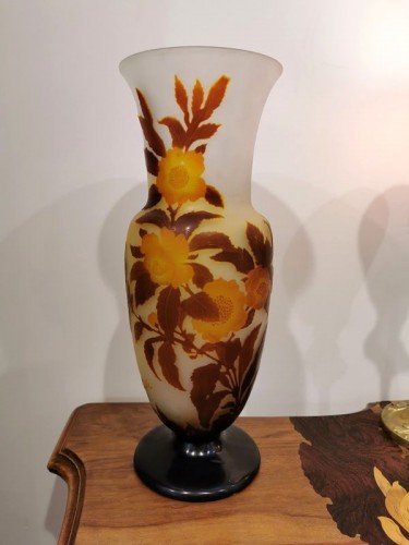 Antiquités - Emile Gallé - Vase Art Nouveau Aux Camélias