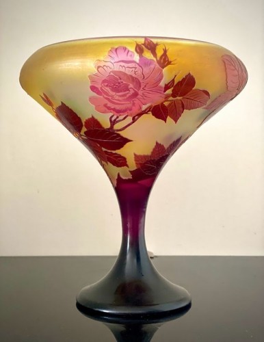 Emile Gallé - Coupe Art nouveau "Aux roses" - Antiquités Art Nouveau