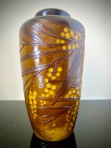 Emile Gallé - Vase Art nouveau "Aux Mimosas" - Antiquités Art Nouveau