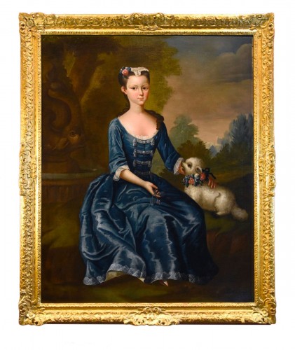 Portrait d'une jeune fille aristocratique, école anglaise du 18e siècle