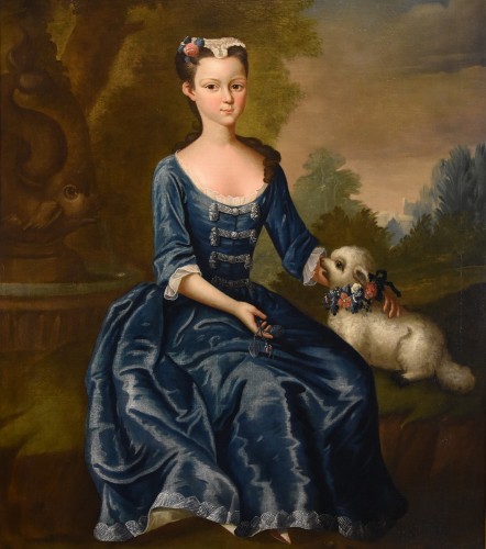 Portrait d'une jeune fille aristocratique, école anglaise du 18e siècle - Antichità Castelbarco