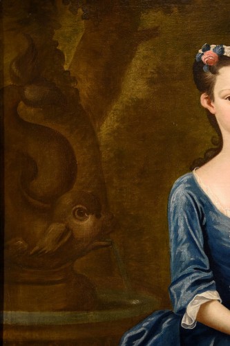 Louis XIV - Portrait d'une jeune fille aristocratique, école anglaise du 18e siècle