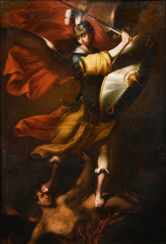 Saint Michel Archange, Giuseppe Marullo (Naples 1615 - 1685) - Tableaux et dessins Style Louis XIII