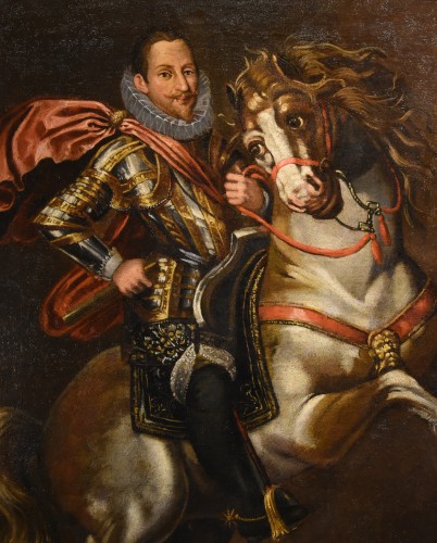 Portrait équestre d'Emanuele Filiberto Duc de Savoie, Jan Kraeck (1540-1607) - Antichità Castelbarco