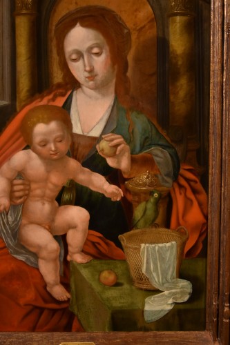 Vierge intronisée à l'enfant, Anvers XVIe siècle - Louis XIII