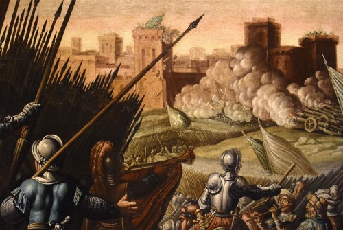 Antiquités - Antonio Tempesta (1555 - 1630), Scène de bataille avec château à l'arrière-plan