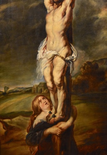 Christ crucifié avec Sainte Marie-Madeleine, Flandres 17e siècle - Antichità Castelbarco