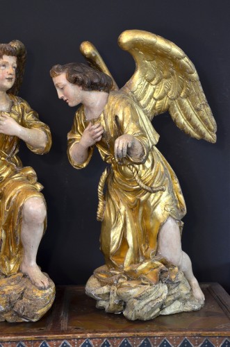 Sculpture Sculpture en Bois - Grands d'anges ailés de la période Baroque, Rome milieu du 17e siècle