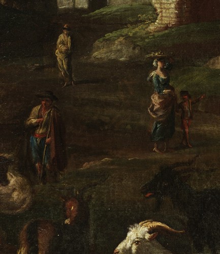 Antiquités - Pieter Van Bloemen (1674-1720), Vue de Rome avec la scène de campagne