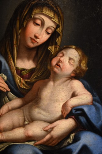 XVIIe siècle - Madone à l'enfant endormi, école italienne du 17e siècle