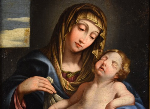 Louis XIII - Madone à l'enfant endormi, école italienne du 17e siècle