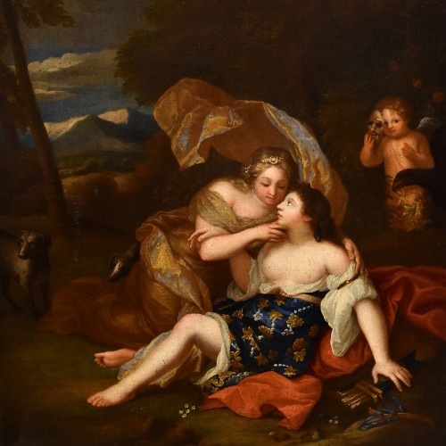 XVIIe siècle - Jupiter et Callisto, atelier de Gaspar Netscher (1639 -1684)