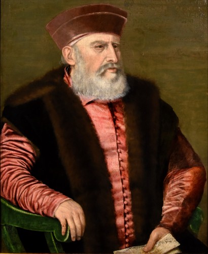 Portrait d'un notable, atelier de Giovanni Battista Moroni (1522-1579) - Tableaux et dessins Style Louis XIII