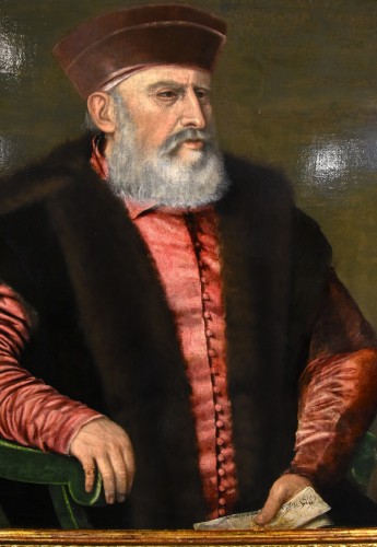 Antiquités - Portrait d'un notable, atelier de Giovanni Battista Moroni (1522-1579)