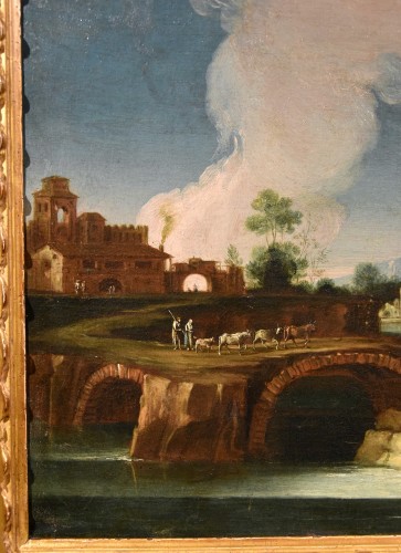 XVIIIe siècle - Paolo Anesi (1697 - 1773), Paysage du Latium avec le Tibre et une ruine