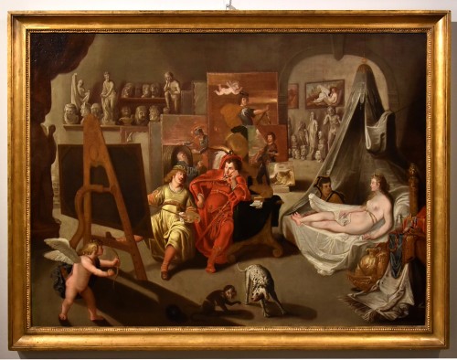 Balthasar Van Den Bossche (1681 -1715), Alexandre le Grand et Campaspe dans l'atelier du peintre Apelles - Tableaux et dessins Style Louis XIV