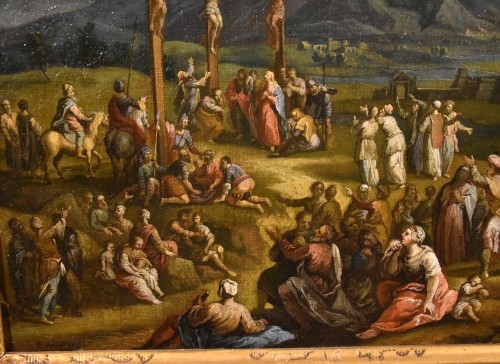 Louis XIII - Paysage fantastique avec la crucifixion du Christ, Scipione Compagno (1624 - 1680)