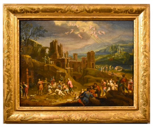 Paysage fantastique avec la Nativité du Christ Scipione Compagno (naples 1624 - 1680